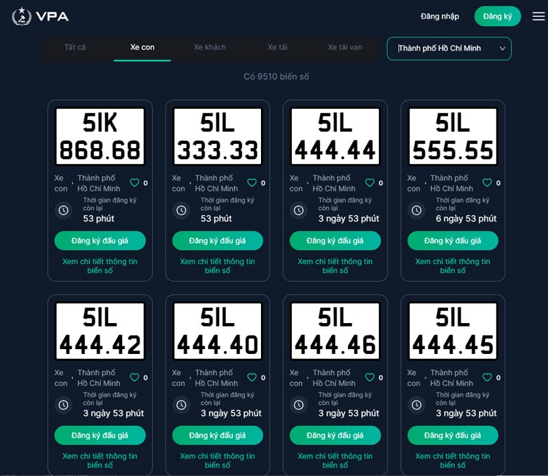 Đấu giá biển số xe